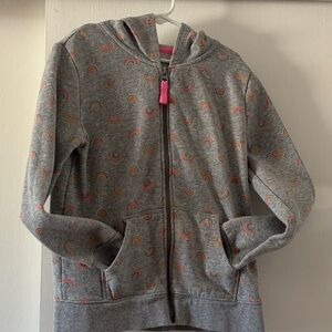 Gray Kids Hoodie with Rainbow Pattern